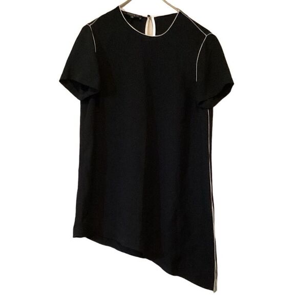 Lafayette 148 New York Silk Black Long Tunic Asymmetrical Sz M Medium - Picture 4 of 11